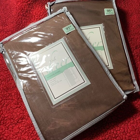 Brown Voile Sheer Window Panels (2) in Chocolate - Picture 1 of 3